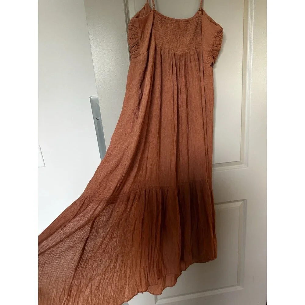 Abercrombie Empire Waist Babydoll Maxi Dress Terracotta Size XL